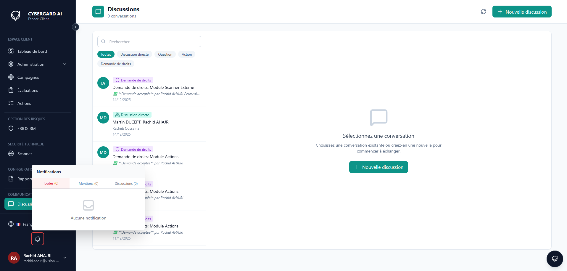 Discussions et mentions